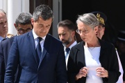 French Prime Minister Elisabeth Borne and Interior Minister Gérald Darmanin in Annecy, France, on Thursday, June 8, 2023. 