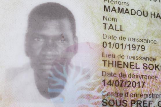 El documento de identidad de Mamadou Tall, muerto a tiros la noche del 4 al 5 de junio mientras se encontraba en su casa de Ziguinchor.