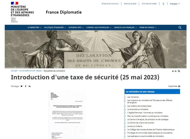 El sitio falso del Ministerio de Asuntos Exteriores francés creado por 