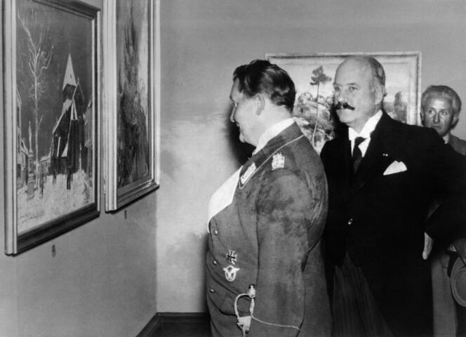 Nazi leader Hermann Göring (left), visiting an art exhibition in Munich, July 18, 1937.