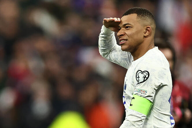Kylian Mbappé has a match between France and Pays-Bas at Stade de France, 24 March 2023.