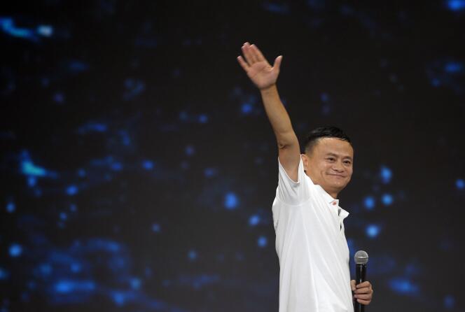 Jack Ma at Alibaba Group's 20th-anniversary event in Hangzhou, capital of China's Zhejiang province, on September 10, 2019.