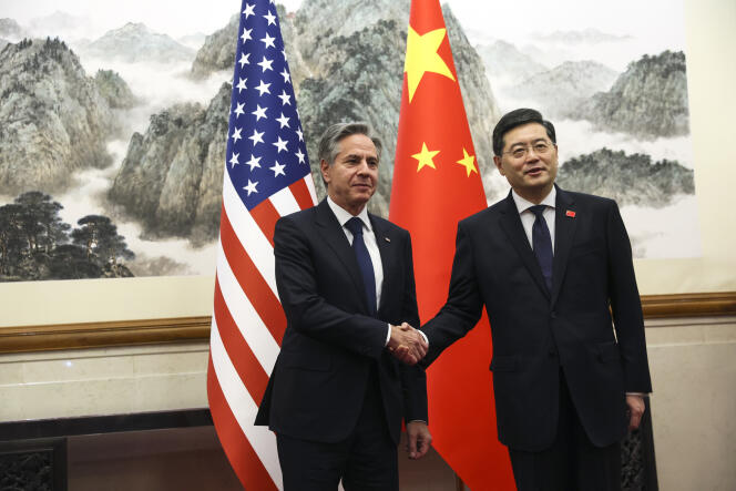 El Secretario de Estado de los Estados Unidos, Antony Blinken, y el Ministro de Relaciones Exteriores de China, Qin Gang, en Beijing el 18 de junio de 2023.