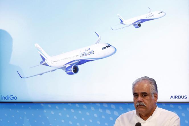 Rahul Bhatia, directeur général d’IndiGo, après un accord d’achat de 500 avions de la famille A320, au 54ᵉ Salon international de l’aéronautique et de l’espace de Paris, à l’aéroport du Bourget, le 19 juin 2023.