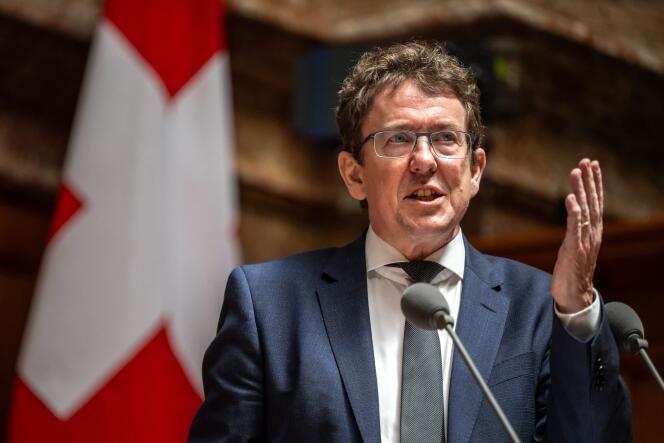 Albert Rösti assiste, lors d’une session au Parlement, à Berne (Suisse), le 15 juin 2023.