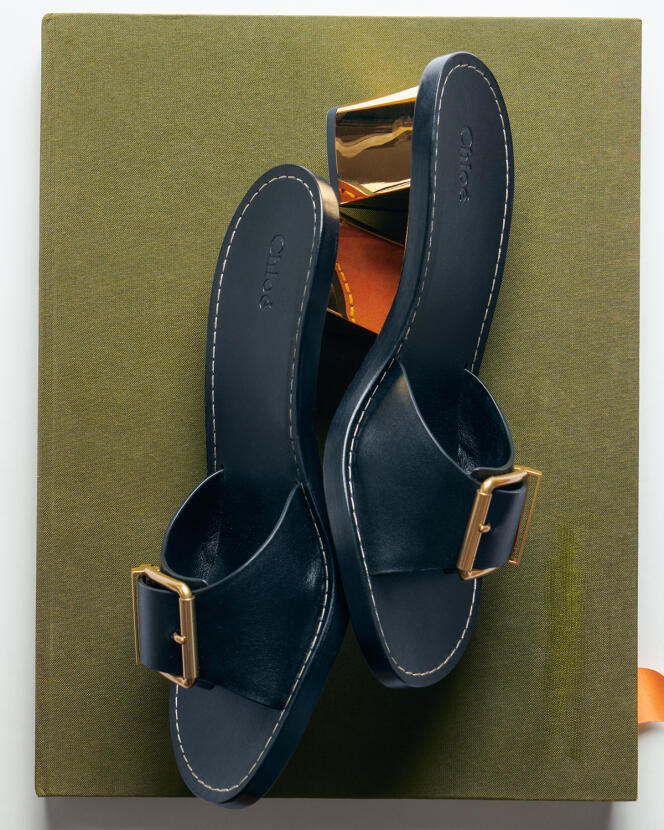 New Buckle mules, in leather, Chloé, €750. 
