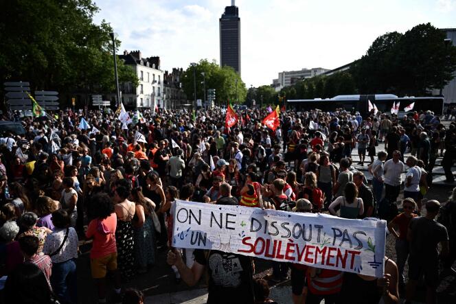 Durante una manifestación en apoyo de los Levantamientos de la Tierra, en Nantes, el 21 de junio de 2023.