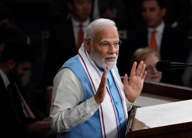 El primer ministro indio, Narendra Modi, habla ante el Congreso en el Capitolio de Washington el 22 de junio de 2023.
