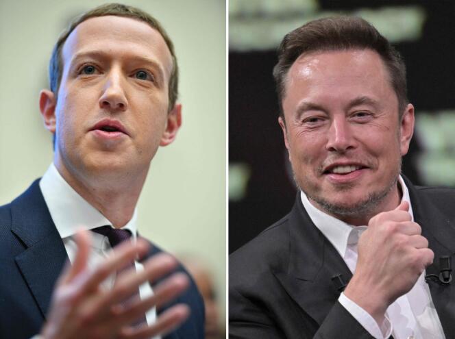 Depuis le mercredi 21 juin, Mark Zuckerberg (à gauche) et Elon Musk (à droite) mettent en scène leur rivalité en laissant entendre qu’ils en viendront au mains.
