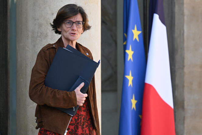 Agnès Firmin Le Bodo, Ministra Delegada para la Ordenación Territorial y las Profesiones Sanitarias, en el patio del Elíseo, en París, el 19 de abril de 2023.