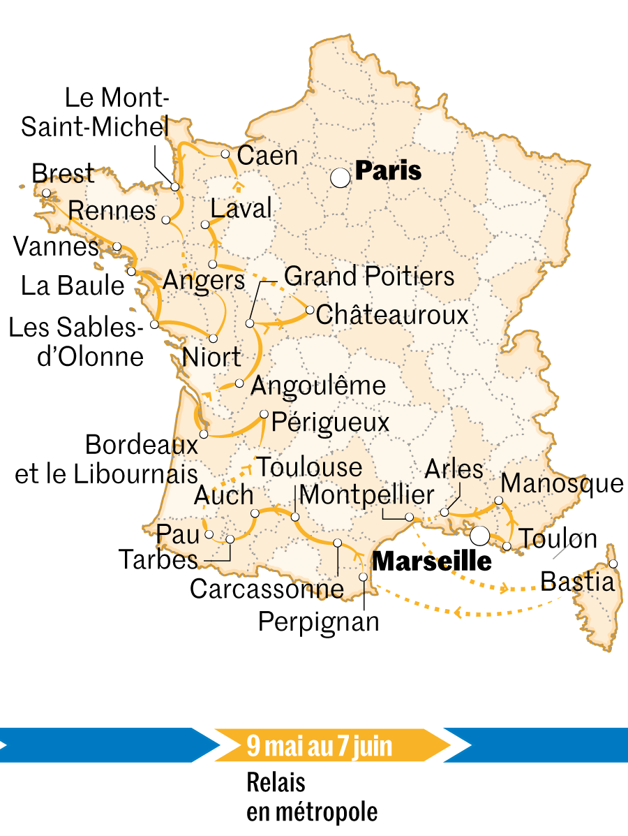 JO de Paris 2024: voici le parcours de la flamme olympique, de Marseille à  Saint-Denis en passant par la Martinique