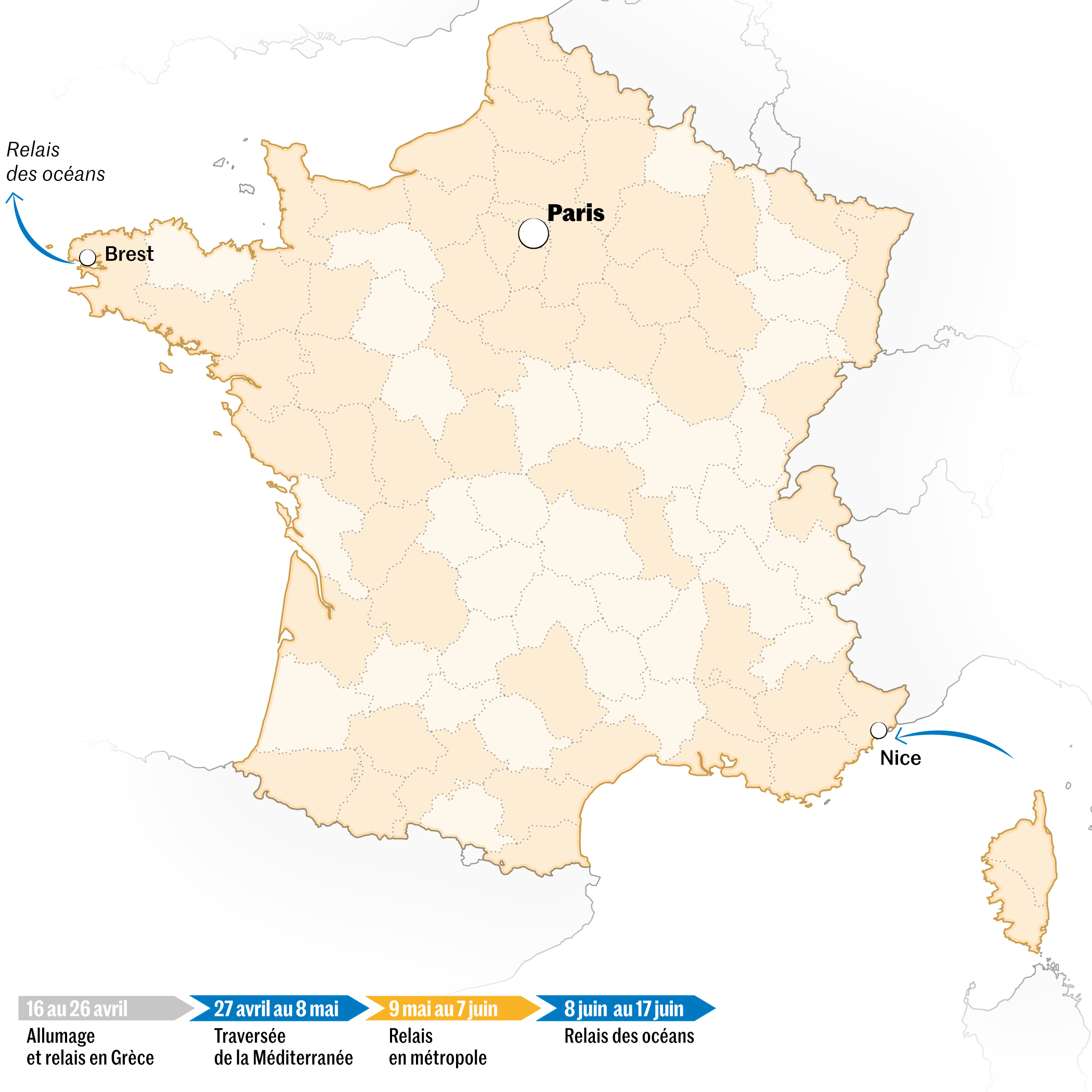 Parcours De La Flamme Olympique 68 Jours 65 Villes étapes Le Presque Tour De France Avant 2623