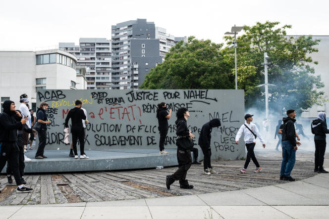 Clashes at the end of the demonstration in Nanterre, June 29, 2023.