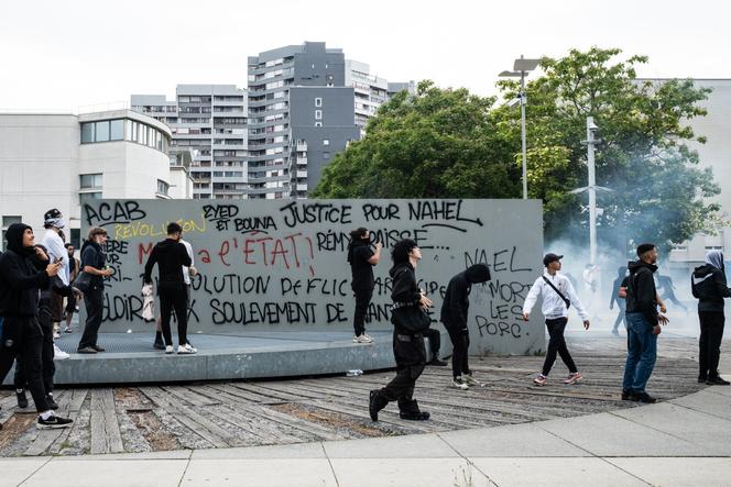 Enfrentamientos al final de la manifestación en Nanterre, 29 de junio de 2023.