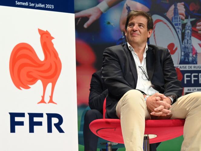 Florian Grill, durante la asamblea general de la FFR, el 1 de julio de 2023 en Lille.