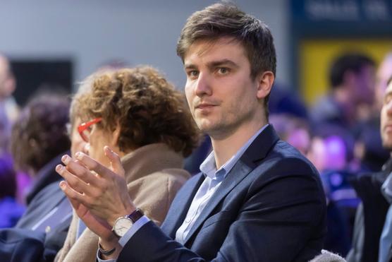 Léon Deffontaines, durante una manifestación de los Nupes contra el proyecto de reforma de las pensiones, en París, el 17 de enero de 2023.