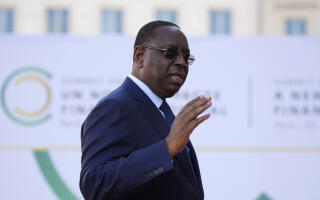FILE - Senegal's President Macky Sall arrives for the closing session of the New Global Financial Pact Summit, Friday, June 23, 2023 in Paris. Senegalese President Sall declared Monday evening, July 3, that he will not run for a third term in next year's elections, ending years of uncertainty over his political future that had helped fuel deadly opposition protests last month. (AP Photo/Lewis Joly, Pool, File)