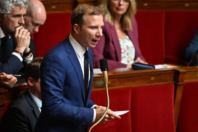 Le député Les Républicains du Rhône Alexandre Vincendet, lors des questions au gouvernement, à l’Assemblée nationale, à Paris, le 4 juillet 2023.