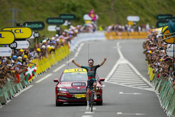 L’Australien Jai Hindley, vainqueur de la 5e étape entre Pau et Laruns lors du Tour de France 2023.