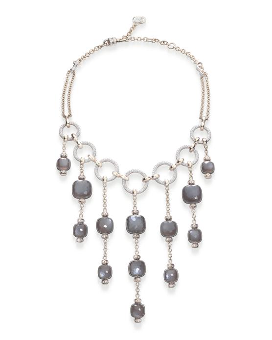 Collar Nudo Cascade en oro blanco, titanio, piedras luna grises y diamantes. Pomellato, colección de alta joyería Ode à Milan.