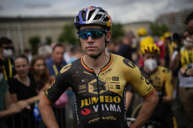 Wout van Aert left stage 5 of the Tour de France in Laruns on July 5, 2023.