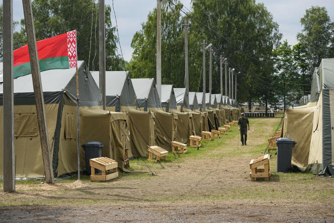Le camp de l’armée biélorusse près du village de Tsel où la Russie pourrait accueillir Wagner, au sud-est de Minsk, en Biélorussie, le vendredi 7 juillet 2023.