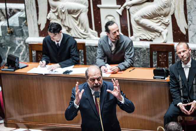 Eric Dupond Moretti, lors de la séance des questions au gouvernement, à l’Assemblée nationale, le 4 juillet 2023. 