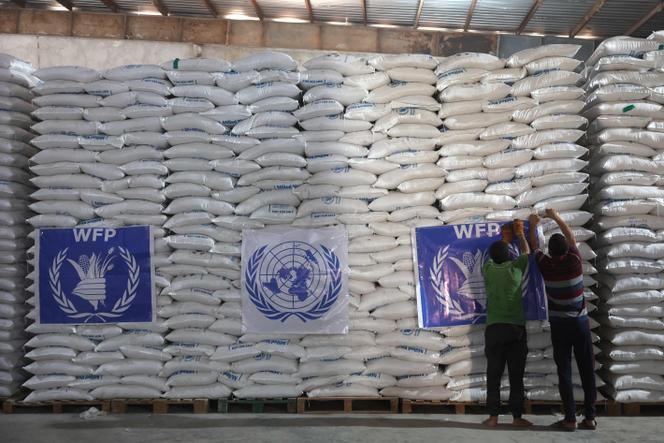 Ayuda humanitaria proporcionada por la ONU, descargada en el cruce fronterizo de Bab al-Hawa, el 10 de julio de 2023.