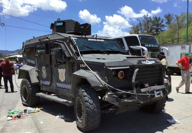 Un véhicule blindé appartenant à la police de l'État de Guerrero, au Mexique, le 11 juillet 2023. 
