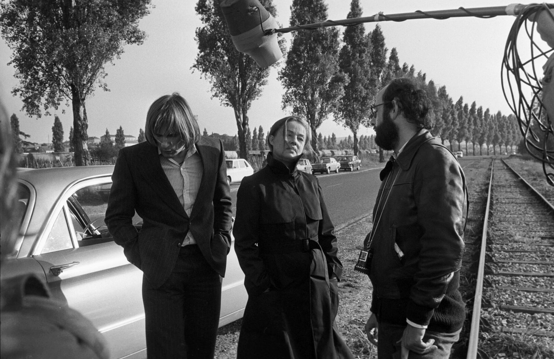 Gérard Depardieu, Jeanne Moreau et Bertrand Blier sur le tournage des « Valseuses ».