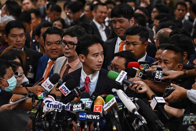 Move Forward leader Peta Limgarwinrat after the negative vote in the Thai parliament, July 13, in Bangkok.