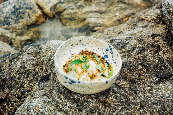 La receta de Adélaïde Perissel: pesto de hojas anti-residuos, crudo de pescado de sedal, pan rallado con ajo