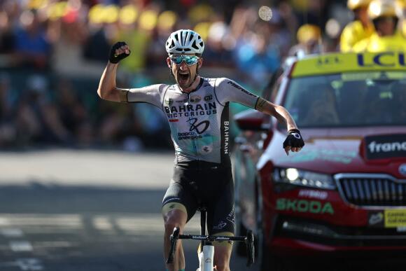 Wout Poels a remporté la 15e étape du Tour de France entre Les Gets et Saint-Gervais, le 16 juillet 2023.