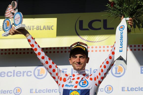 Giulio Ciccone est le nouveau leader du classement de la montagne après la 15e étape du Tour de France entre Les Gets et Saint-Gervais, le 16 juillet 2023.