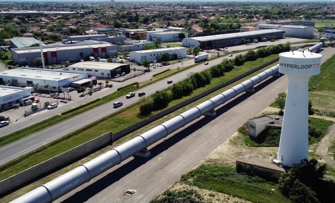 El sistema de prueba a gran escala de Hyperloop Transportation Technologies, en Toulouse, el 3 de diciembre de 2020.