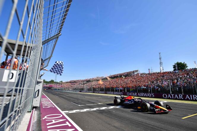 Max Verstappen wins the Hongrie Grand Prix at the Hungaroring on 23 July 2023.