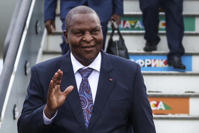 Le président centrafricain Faustin-Archange Touadéra à son arrivée à Saint-Pétersbourg pour le sommet Russie-Afrique, le 26 juillet 2023.