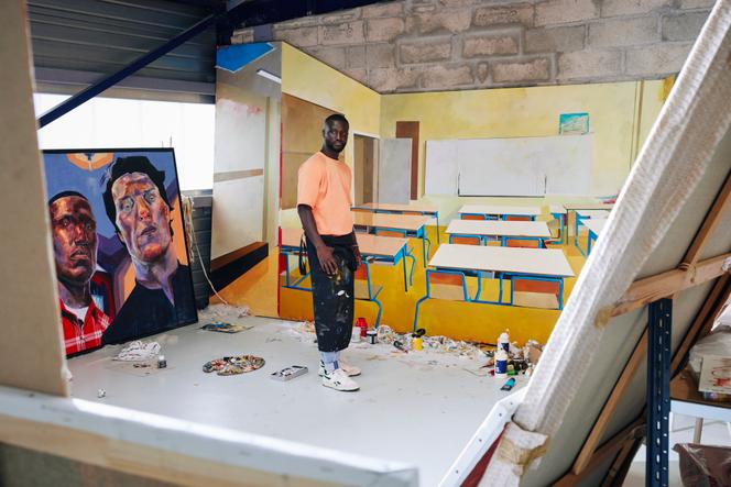 Rakajoo, real name Baye-Dam Cissé, in his Choisy-le-Roi workshop outside Paris, July 12, 2023.