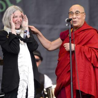 Mandatory Credit: Photo by Jonathan Hordle/REX Shutterstock (4883599y)
14th Dalai Lama and Patti Smith
Glastonbury Festival, Britain - 28 Jun 2015


/Rex_sunday_4883599Y//1506282221
