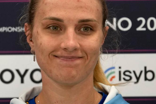 L’Ukrainienne Olga Kharlan lors d’une conférence de presse aux championnats du monde d’escrime, à Milan, vendredi 28 juillet 2023.