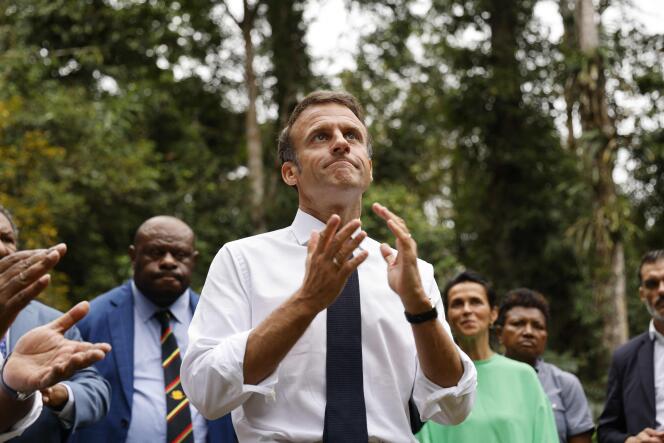 Emmanuel Macron Emmanuel Macron à Port Moresby, en Papouasie-Nouvelle-Guinée, le 28 juillet 2023.