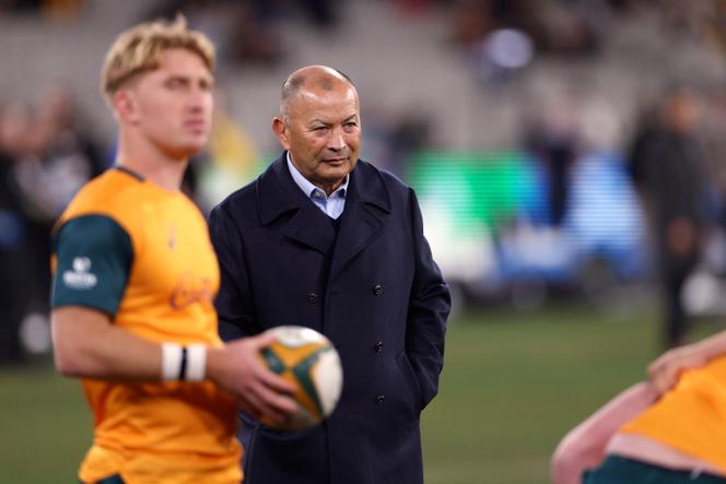 L’entraîneur australien Eddie Jones lors du match de Rugby Championship face à la Nouvelle-Zélande, à Melbourne (Australie), le 29 juillet 2023.