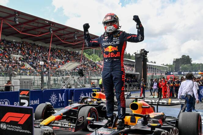 Max Verstappen (Red Bull) celebra su victoria en el Gran Premio de Bélgica, en el circuito de Spa-Francorchamps, el 30 de julio de 2023.