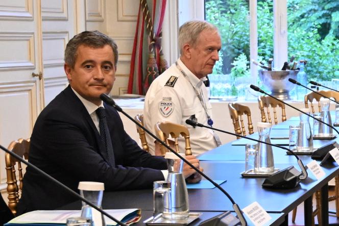 Interior Minister Gérald Darmanin and National Police Director General Frédéric Veaux in Paris, on July 27, 2023.