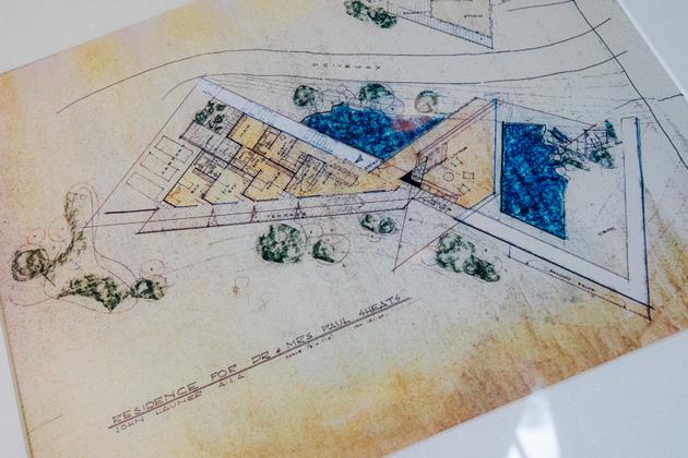An original drawing by John Lautner of the Sheats Goldstein Residence. Beverly Crest, Los Angeles, July 12, 2023.