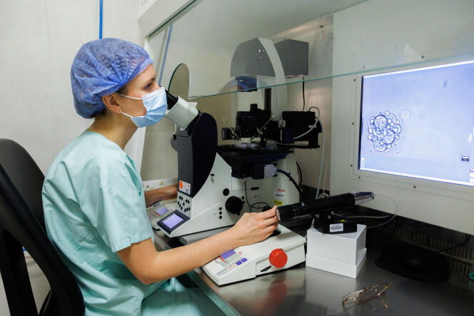 En el laboratorio de fecundación in vitro del departamento de genética médica del Hospital Universitario de Nantes, 10 de enero de 2023. 