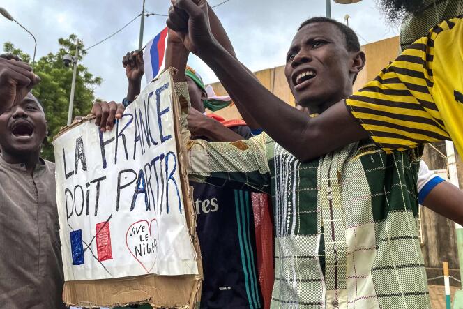 Durante una manifestación organizada con motivo del Día de la Independencia, en Niamey, el 3 de agosto de 2023. 