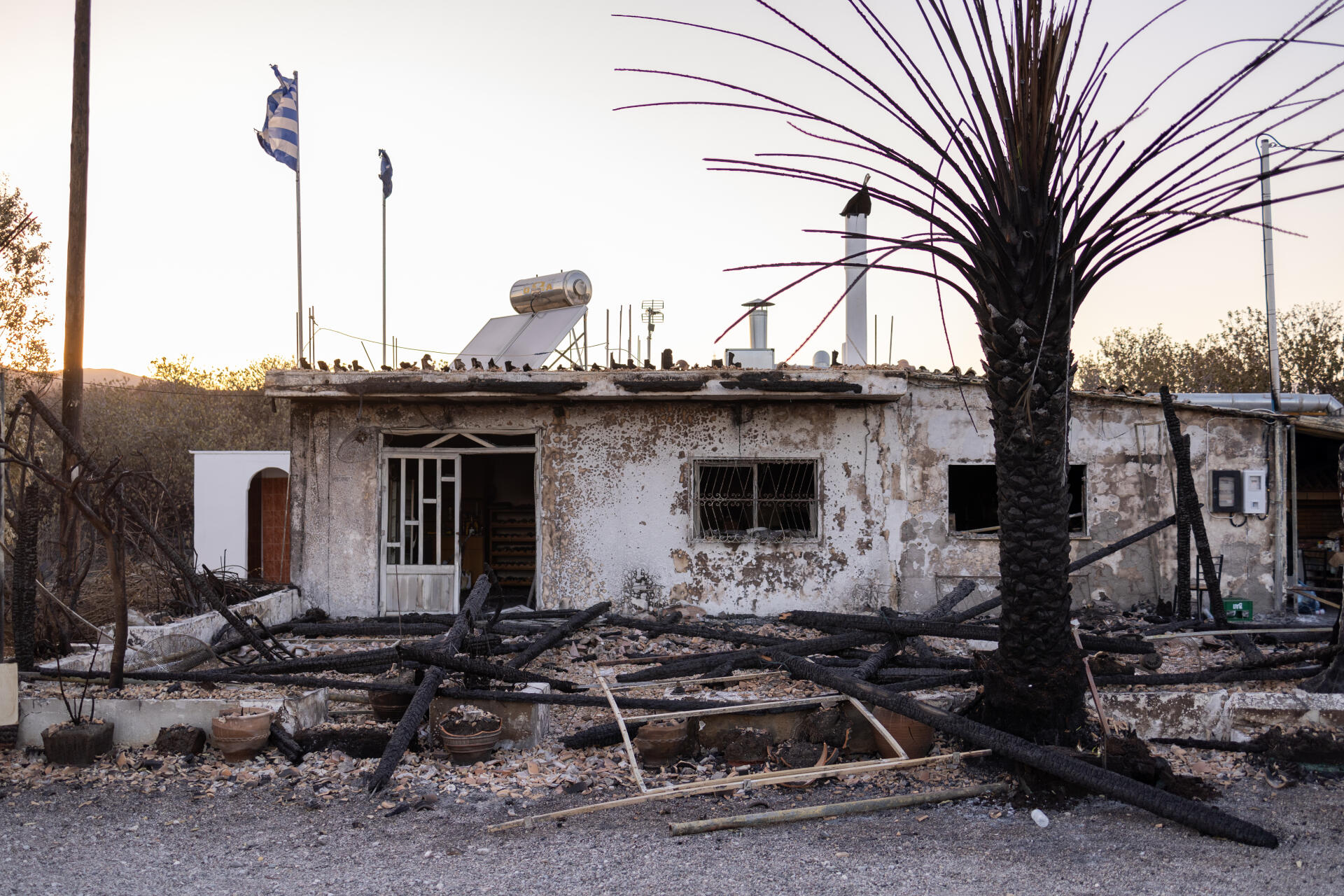 The Angelaki restaurant burnt down after a forest fire on the island of Rhodes, Greece, on July 31, 2023.