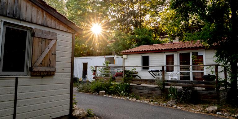 BRUNO FERT FOR LE MONDE Bungalows for migrating families at Camping Napoléon near Gap. July 27, 2023, BRUNO FERT FOR