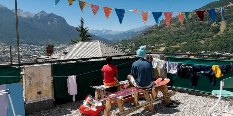 Ten-year-old Issouf (left) arrived in Briançon with his father after crossing Mali, Algeria, Tunisia and the Mediterranean. 